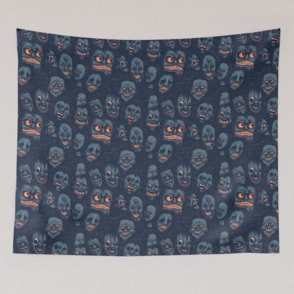 Item preview, Horror Scary Faces With Evil Smile and Grin Blue Theme designed and sold by CactusPan.