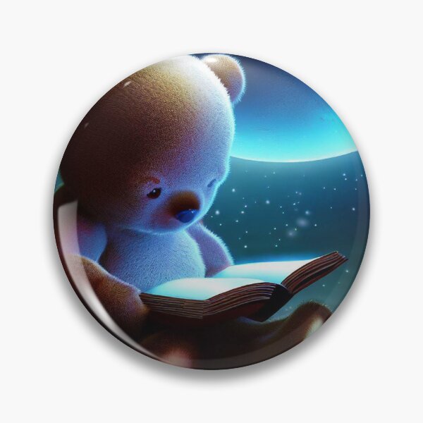 Item preview, Teddy Bear Reading at Night with the Moon designed and sold by TrendyVinyl.