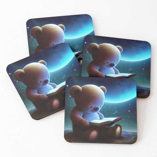 Item preview, Teddy Bear Reading at Night with the Moon designed and sold by TrendyVinyl.