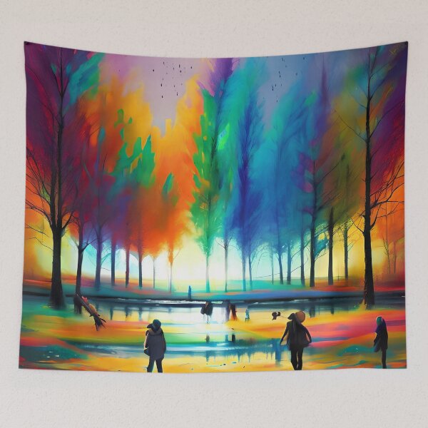Item preview, Enchanted Forest Lake Landscape - Synesthetic Art for Nature Lovers designed and sold by ElLocoMus.