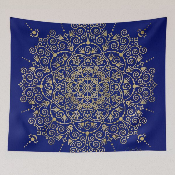 Item preview, Moroccan Mandala – Gold Ink on Navy designed and sold by Cat Coquillette.
