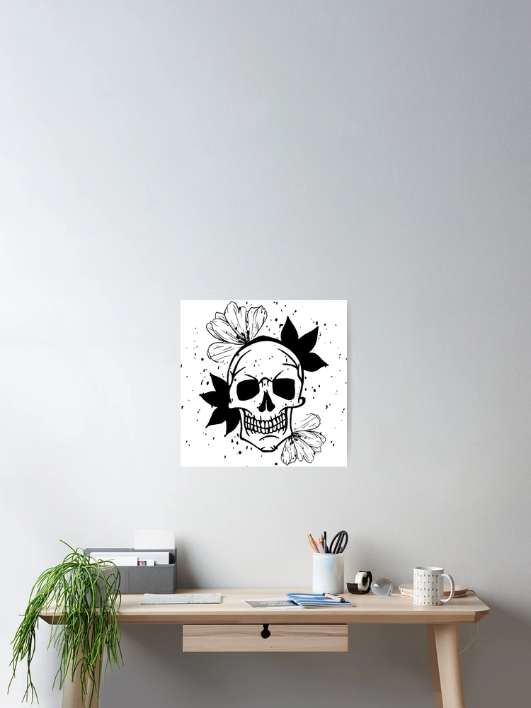 Thumbnail 2 of 3, Poster, Handdrawn Skull designed and sold by RokaaShop.