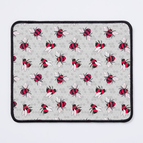 Item preview, Red bees on grey honeycomb designed and sold by QuirkyBeez.