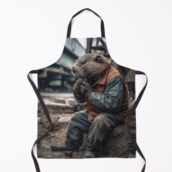Item preview, Construction worker with the head of a beaver, implying hard work and building designed and sold by Bird Design.