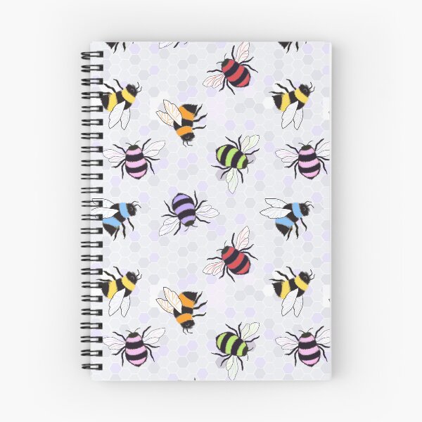 Item preview, Rainbow bees on grey honeycomb designed and sold by QuirkyBeez.