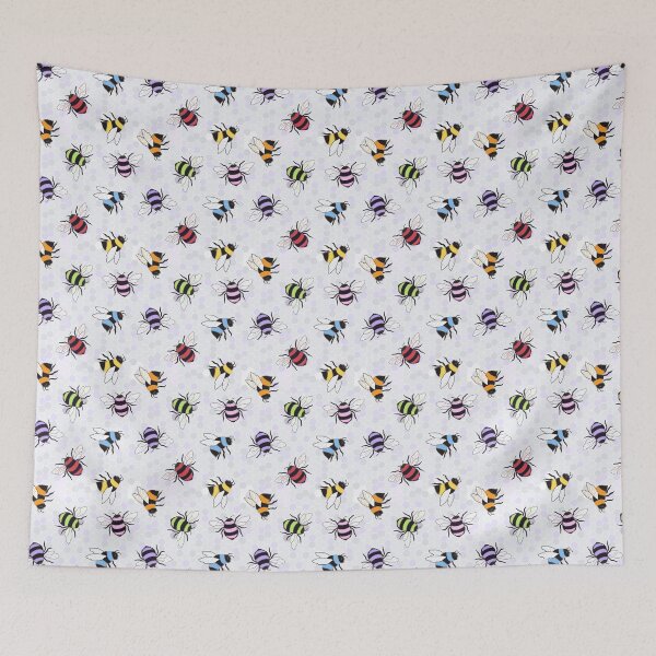 Item preview, Rainbow bees on grey honeycomb designed and sold by QuirkyBeez.