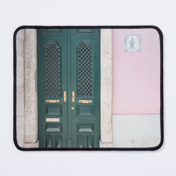 Item preview, Pastel Pink Wall | Green Old Door | Alfama Lisbon designed and sold by PhotosByVille.