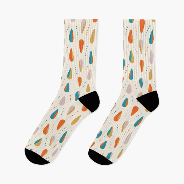 Item preview, Hand-drawn teardrop shapes minimal pattern - orange, teal, dove grey, gold designed and sold by Arubi-Art.