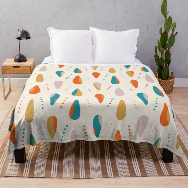 Item preview, Hand-drawn teardrop shapes minimal pattern - orange, teal, dove grey, gold designed and sold by Arubi-Art.