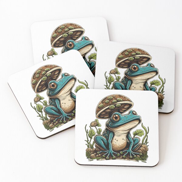 Item preview, Cottagecore Blue Frog Under Mushroom designed and sold by Meliafroggy.