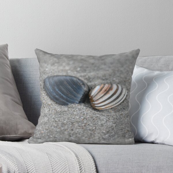 Two seashells on the beach Throw Pillow
