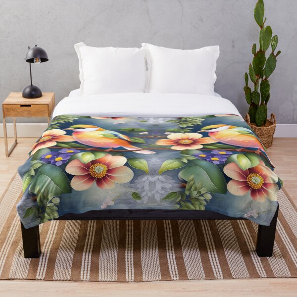 Item preview, Cute bird with nice flowers in the garden designed and sold by LindosPajaros.