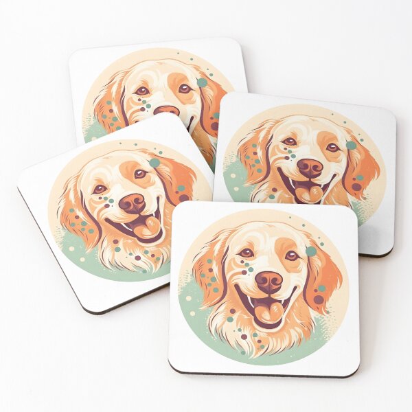 Item preview, Golden Retriever Colorful Head - Turquoise and Yellow Background Design designed and sold by Andre  Frosch.