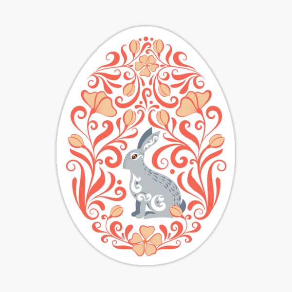 Easter egg with bunny rabbit and ornament. Sticker