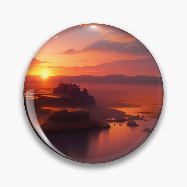 Item preview, Binary Sunset Landscape Mountains View con agua y nubes designed and sold by PosterPalace.