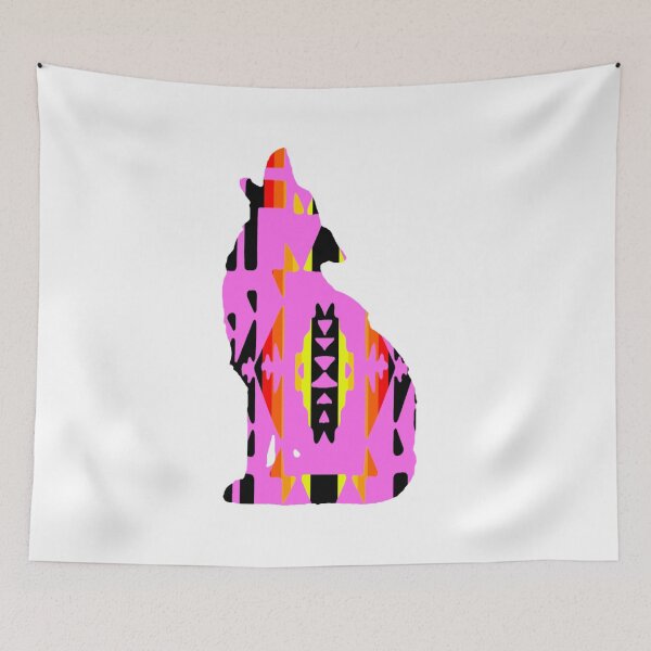 Item preview, Pink / Fire Colors / Black Native Print Wolf designed and sold by JMWCD.