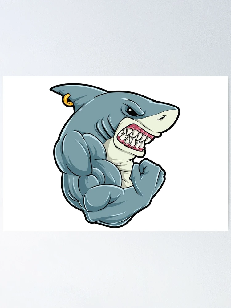 Angry Shark Digital Download Poster Art 