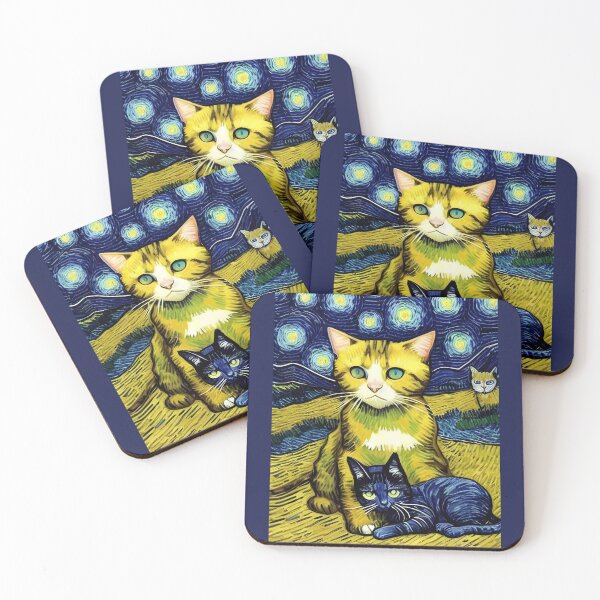 Item preview, Van Gogh Starry Night with Cats designed and sold by Designs by Kool Kat.