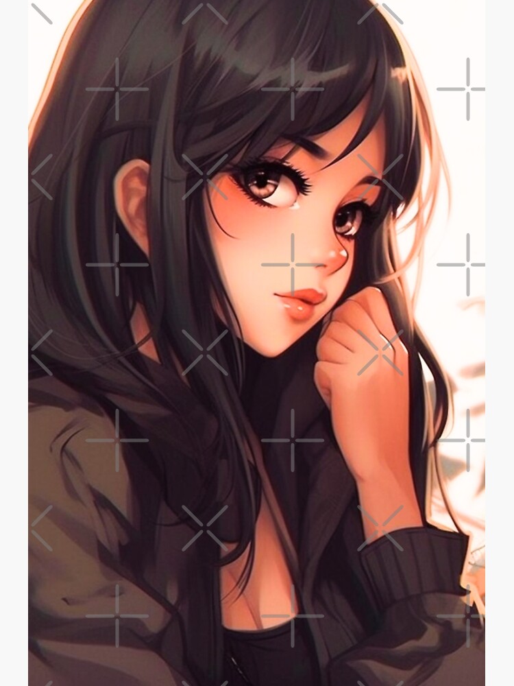 Anime Pretty Girl Dark Hair Anime Girl Poster for Sale by AprilAI