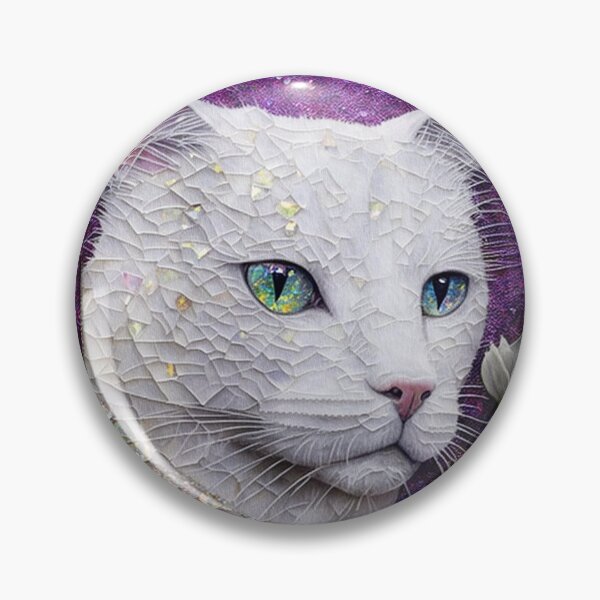 Item preview, White Cat, Iridescent Glittery Gems designed and sold by GemstoneandLeaf.