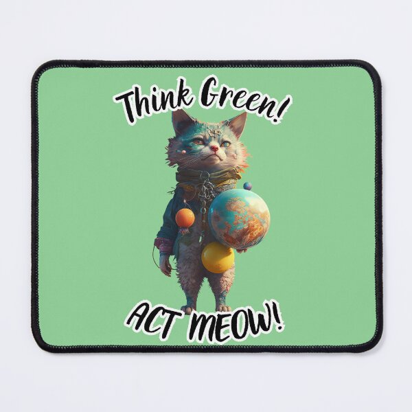 Item preview, Environmentalist Cat advocating Earth Day every day - Think Green, Act Meow! designed and sold by Flowsaiartshop.
