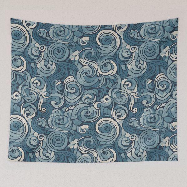 Item preview, Slate Blue Color Swirls Seamless Pattern designed and sold by palaco210.