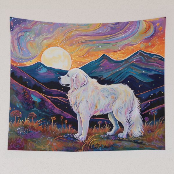 Item preview, Great Pyrenees On A Colorful Starry Eveningr designed and sold by Appyrances.