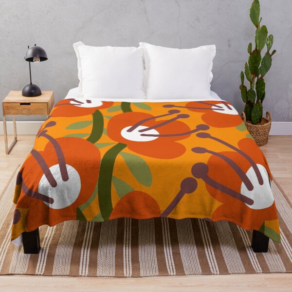 Item preview, Iconic Retro Scandinavian Orange Flowers designed and sold by Deutschic.