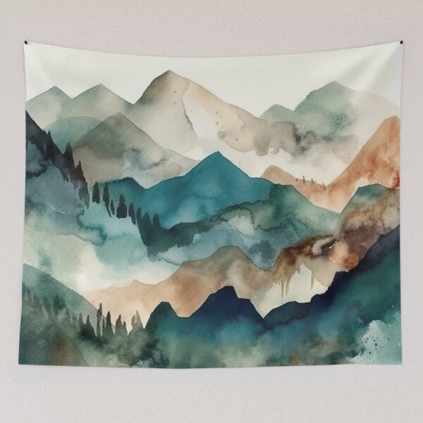 Item preview, Watercolor Wash Mountain Range designed and sold by Matt's Artificial Nature.