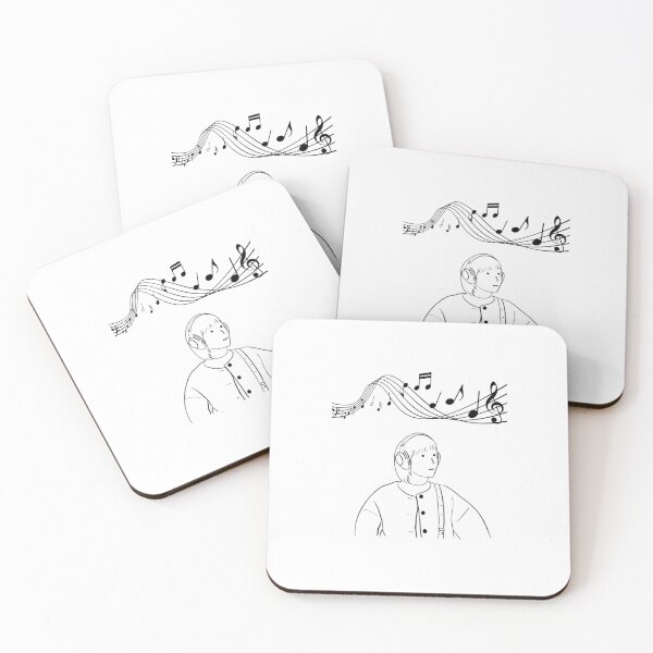 Item preview, Woo Yeong Woo listening to music &  musical note background designed and sold by paintingtour.