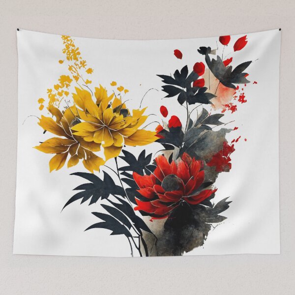 Item preview, flower drawn in the style of ink wash painting designed and sold by papa3415.