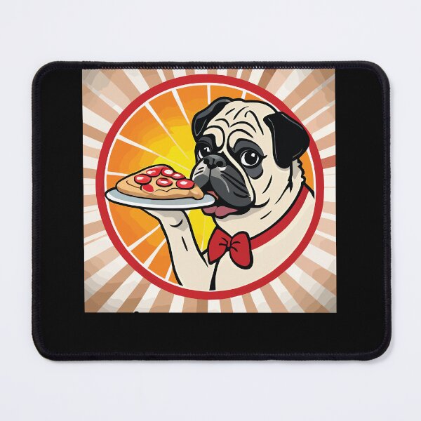 Item preview, perro pug comiendo pizza designed and sold by Batiz.