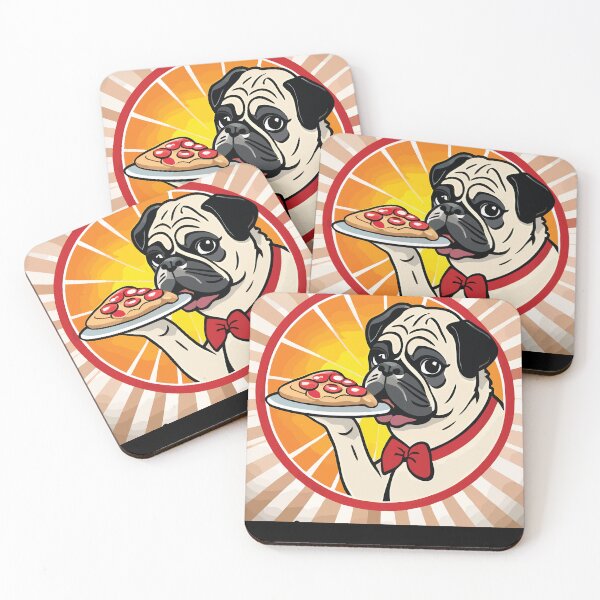 Item preview, perro pug comiendo pizza designed and sold by Batiz.