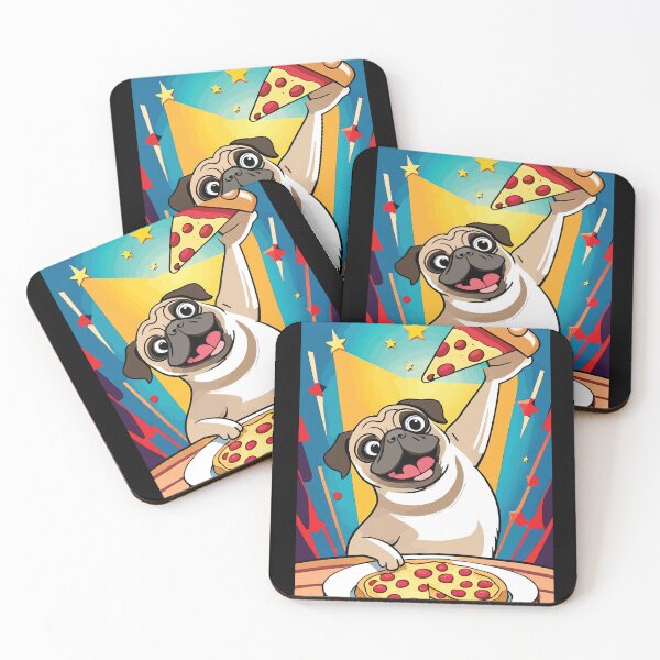 Item preview, perro pug comiendo pizza designed and sold by Batiz.