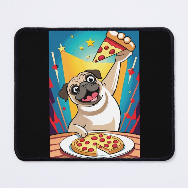 Item preview, perro pug comiendo pizza designed and sold by Batiz.
