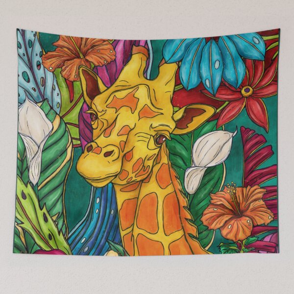 Item preview, Colorful giraffe painting, jungle animal pop art designed and sold by NadiaChevrel.