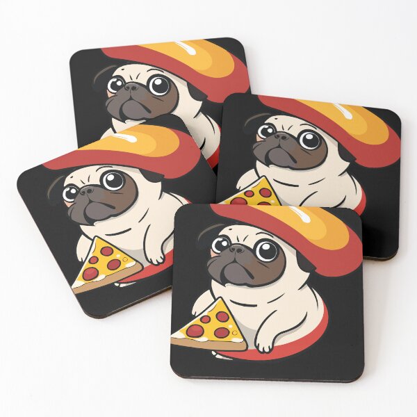 Item preview, perro pug comiendo pizza designed and sold by Batiz.