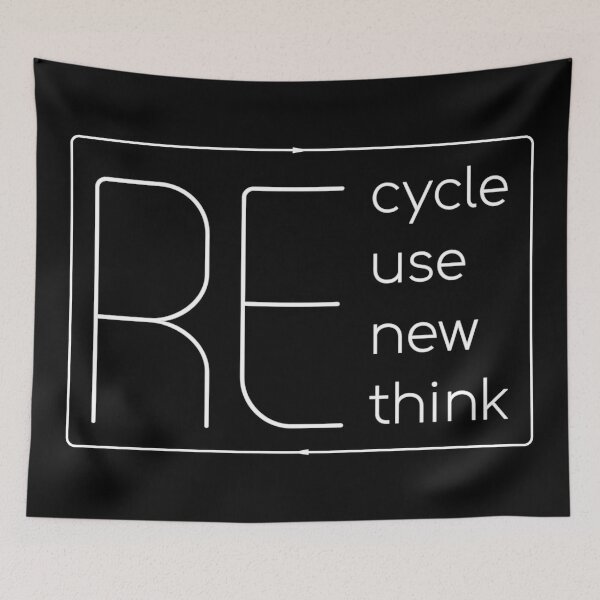Item preview, Recycle Reuse Renew Rethink Crisis Environmental Activism Black designed and sold by Hazmat-AI7.
