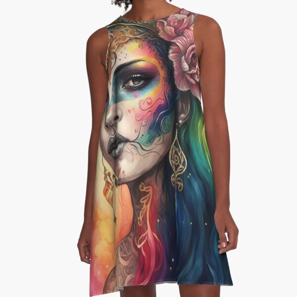 Item preview, Day of the Dead Woman, Sugar Skull Goddess designed and sold by MoonBohemian.