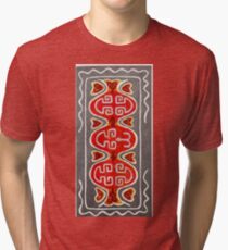 Ковровый узор балкарского или карачаевского войлочного ковра - Carpet pattern of the Balkarian or Karachai felt carpet. Tri-blend T-Shirt