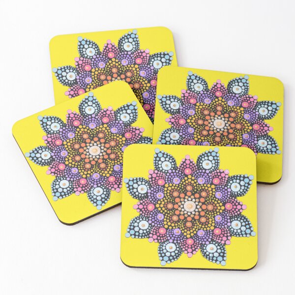 Item preview, Colorful Painted Mandala - yellow background designed and sold by Louise-Mae.