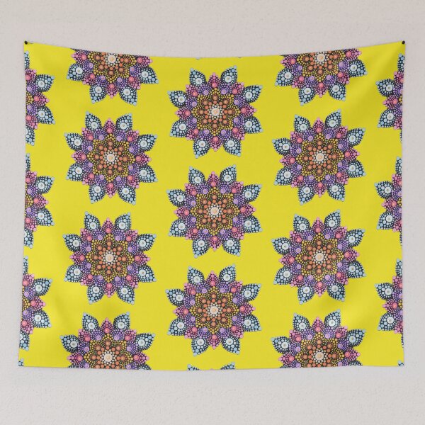 Item preview, Colorful Painted Mandala - yellow background designed and sold by Louise-Mae.
