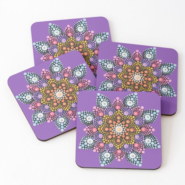 Item preview, Colorful Painted Mandala - purple background designed and sold by Louise-Mae.