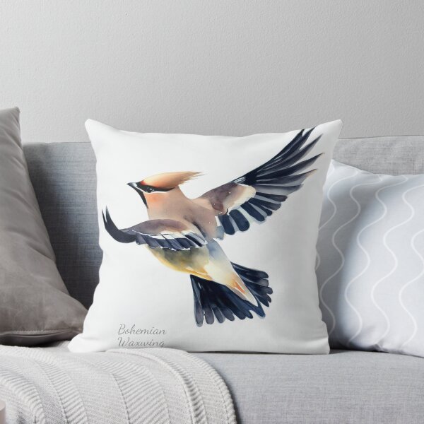 Item preview, Bohemian Waxwing in digital watercolor designed and sold by profundityseek.