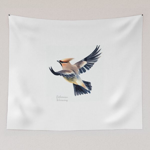 Item preview, Bohemian Waxwing in digital watercolor designed and sold by profundityseek.