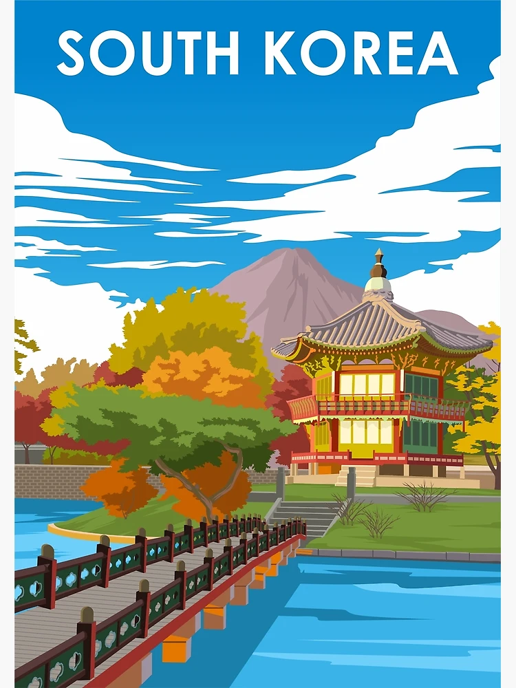  South Korea in Winter Korean Asia Asian Retro Travel Home  Collectible Wall Decor Advertisement Art Deco Poster Print. 10 x 13.5  inches: Posters & Prints