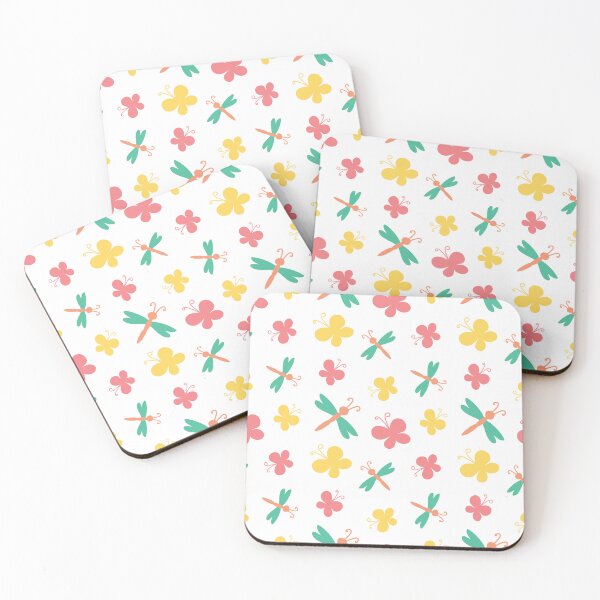 Item preview, colored stylized doodle butterflies and dragonflies designed and sold by YuYuKoroleva.