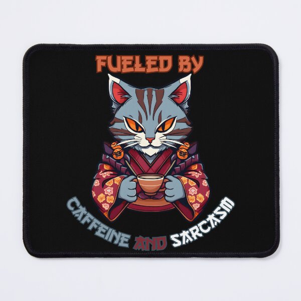 Item preview, Fueled by Caffeine and Sarcasm Anime Cat designed and sold by DarkwoodLab.