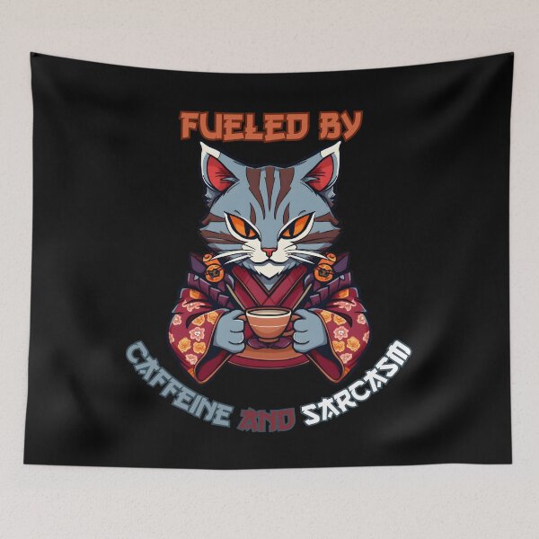 Item preview, Fueled by Caffeine and Sarcasm Anime Cat designed and sold by DarkwoodLab.