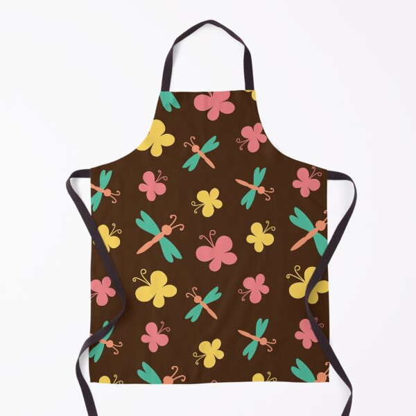 Item preview, colored stylized doodle butterflies and dragonflies on braun designed and sold by YuYuKoroleva.